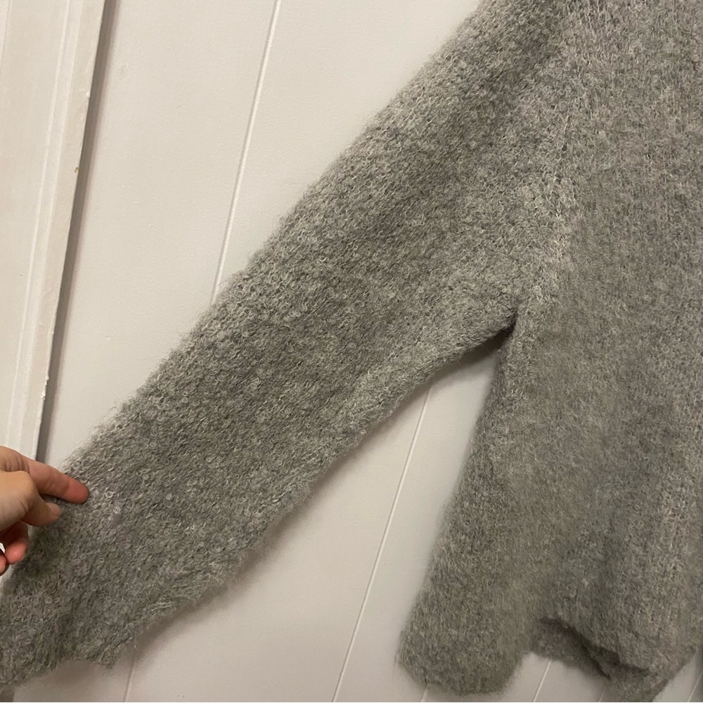 Lauren Manoogian Alpaca Hand Knit V Neck Sweater Grey Loomed Peru Slouchy Boxy - Picture 8 of 16